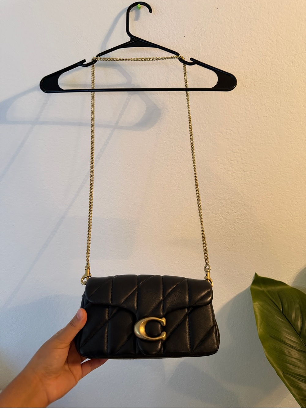 Coach Black Quilted Leather Crossbody with Gold 'C' Hardware